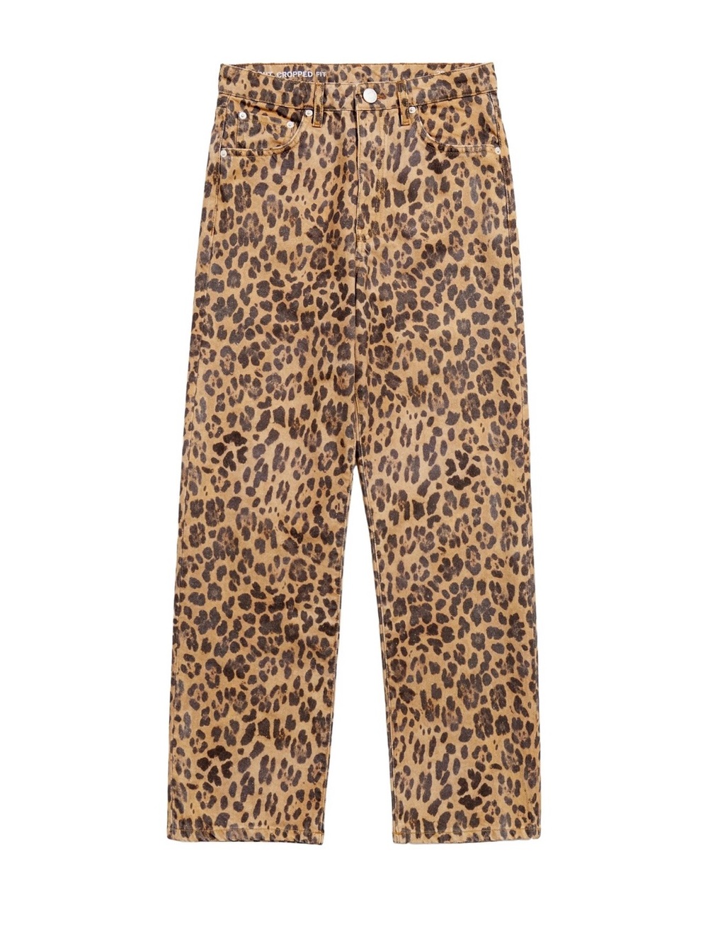 Leopard Print Cropped Wide-Leg Pants - Tan/Brown